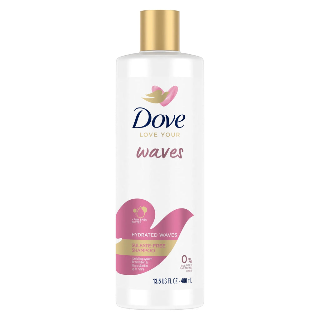 Love Your Waves Sulfate-Free Shampoo for Wavy Hair Hydrated Waves Moisturizing Shampoo Made with Raw Shea Butter for Definition & 72 Hr Frizz Protection, 13.5 Fl Oz